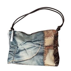 DESIGUAL New Camouflage Leiria Oversized Large Shoulder Bag Canvas Denim Print